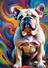 Expressive Bulldog Art Print with Textured Paint Detail