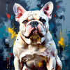 Expressive Bulldog Art Print with Textured Paint Detail