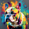 Expressive Bulldog Art Print with Textured Paint Detail