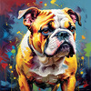 Expressive Bulldog Art Print with Textured Paint Detail