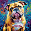 Expressive Bulldog Art Print with Textured Paint Detail