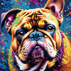 Expressive Bulldog Art Print with Textured Paint Detail