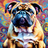 Expressive Bulldog Art Print with Textured Paint Detail