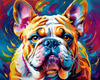 Expressive Bulldog Art Print with Textured Paint Detail