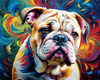 Expressive Bulldog Art Print with Textured Paint Detail