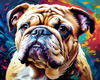 Expressive Bulldog Art Print with Textured Paint Detail