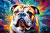 Expressive Bulldog Art Print with Textured Paint Detail