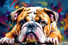 Expressive Bulldog Art Print with Textured Paint Detail