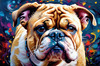 Expressive Bulldog Art Print with Textured Paint Detail