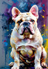 Expressive Bulldog Art Print with Textured Paint Detail