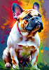 Expressive Bulldog Art Print with Textured Paint Detail