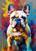 Expressive Bulldog Art Print with Textured Paint Detail