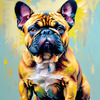 Expressive Bulldog Art Print with Textured Paint Detail