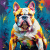 Expressive Bulldog Art Print with Textured Paint Detail