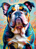 Expressive Bulldog Art Print with Textured Paint Detail