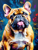 Expressive Bulldog Art Print with Textured Paint Detail