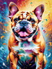 Expressive Bulldog Art Print with Textured Paint Detail