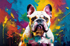 Expressive Bulldog Art Print with Textured Paint Detail