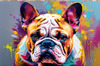 Expressive Bulldog Art Print with Textured Paint Detail