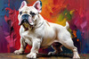 Expressive Bulldog Art Print with Textured Paint Detail