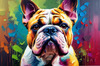 Expressive Bulldog Art Print with Textured Paint Detail