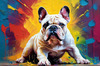 Expressive Bulldog Art Print with Textured Paint Detail