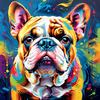 Expressive Bulldog Art Print with Textured Paint Detail