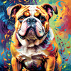 Expressive Bulldog Art Print with Textured Paint Detail