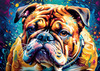 Expressive Bulldog Art Print with Textured Paint Detail