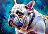 Expressive Bulldog Art Print with Textured Paint Detail