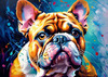 Expressive Bulldog Art Print with Textured Paint Detail