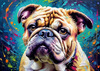Expressive Bulldog Art Print with Textured Paint Detail