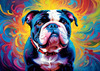 Expressive Bulldog Art Print with Textured Paint Detail