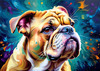 Expressive Bulldog Art Print with Textured Paint Detail