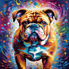 Expressive Bulldog Art Print with Textured Paint Detail