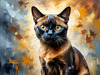 Expressive Burmese Cat with Piercing Gaze Art Print