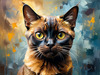 Expressive Burmese Cat with Piercing Gaze Art Print