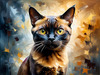 Expressive Burmese Cat with Piercing Gaze Art Print