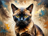 Expressive Burmese Cat with Piercing Gaze Art Print