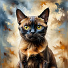 Expressive Burmese Cat with Piercing Gaze Art Print