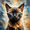 Expressive Burmese Cat with Piercing Gaze Art Print