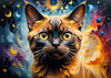 Expressive Burmese Cat with Piercing Gaze Art Print