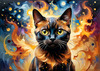 Expressive Burmese Cat with Piercing Gaze Art Print