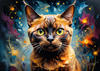 Expressive Burmese Cat with Piercing Gaze Art Print