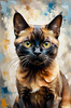 Expressive Burmese Cat with Piercing Gaze Art Print