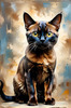 Expressive Burmese Cat with Piercing Gaze Art Print