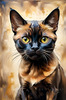 Expressive Burmese Cat with Piercing Gaze Art Print