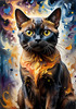 Expressive Burmese Cat with Piercing Gaze Art Print