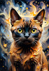 Expressive Burmese Cat with Piercing Gaze Art Print