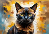 Expressive Burmese Cat with Piercing Gaze Art Print